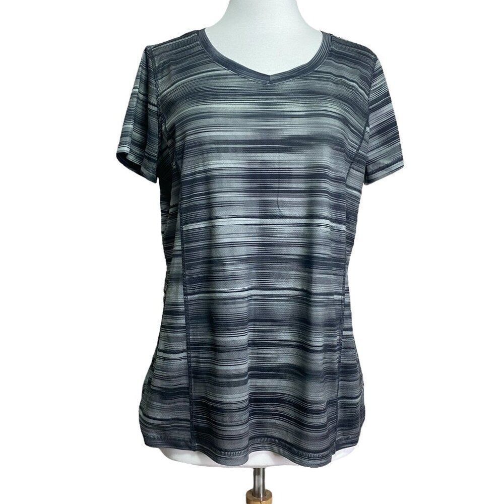 Made For Life Top V-neck Size Large Black Gray
